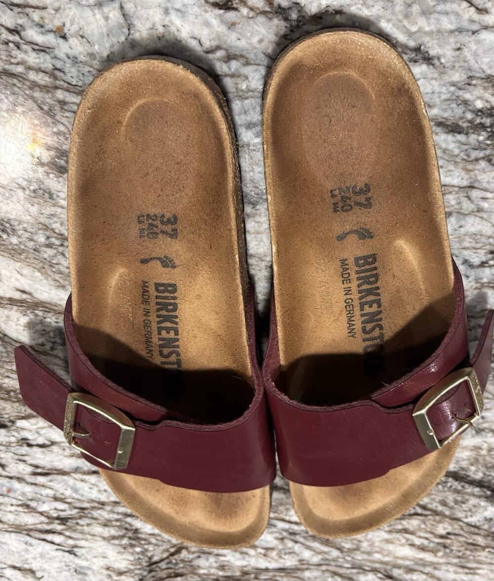 Birkenstock Women’s Burgundy Adjustable Buckle Slide Sandals EU 37 US 6.5-7